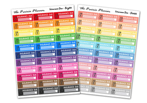 Insurance Due - Planner Stickers