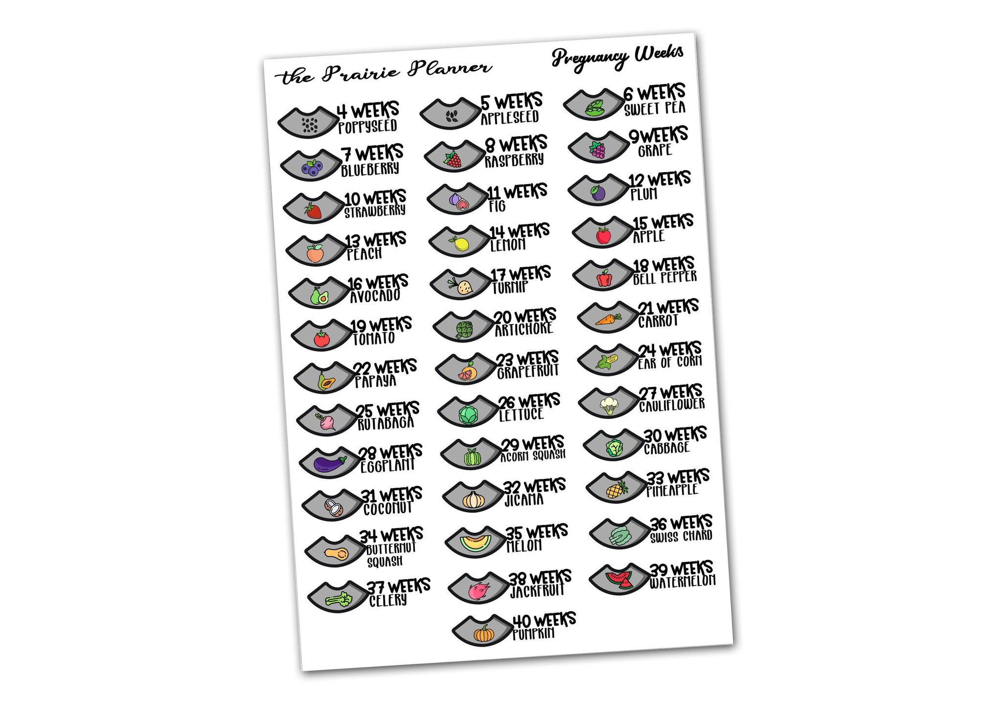 Pregnancy Weeks - Planner Stickers