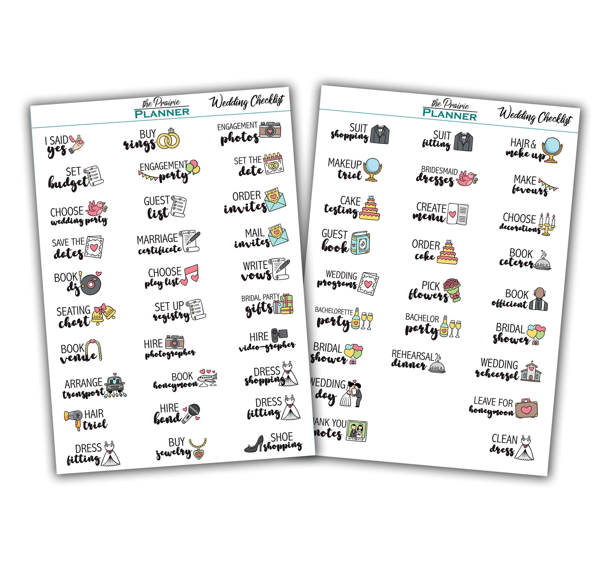 Wedding Planning Check List - Planner Stickers