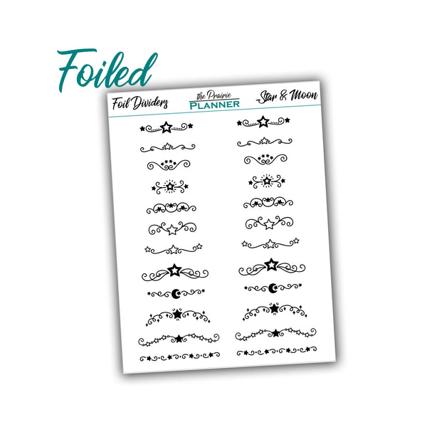 FOIL DIVIDERS - Star & Moon - Overlay - Planner Stickers