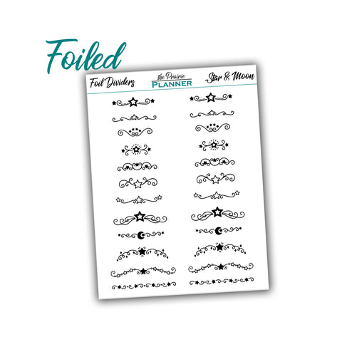 FOIL DIVIDERS - Star & Moon - Overlay - Planner Stickers