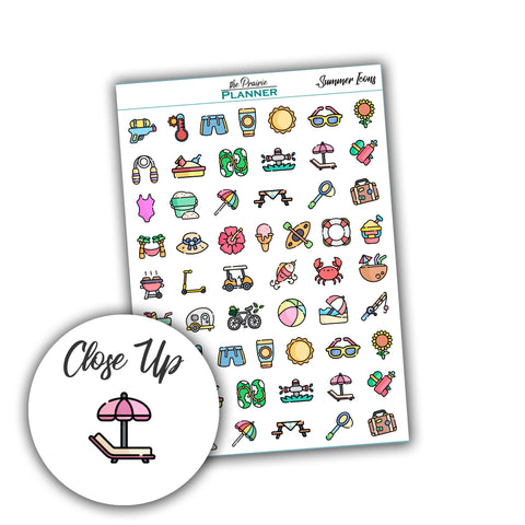 Summer Icons - Planner Stickers
