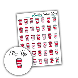 Valentine's Day Cups - Planner Stickers